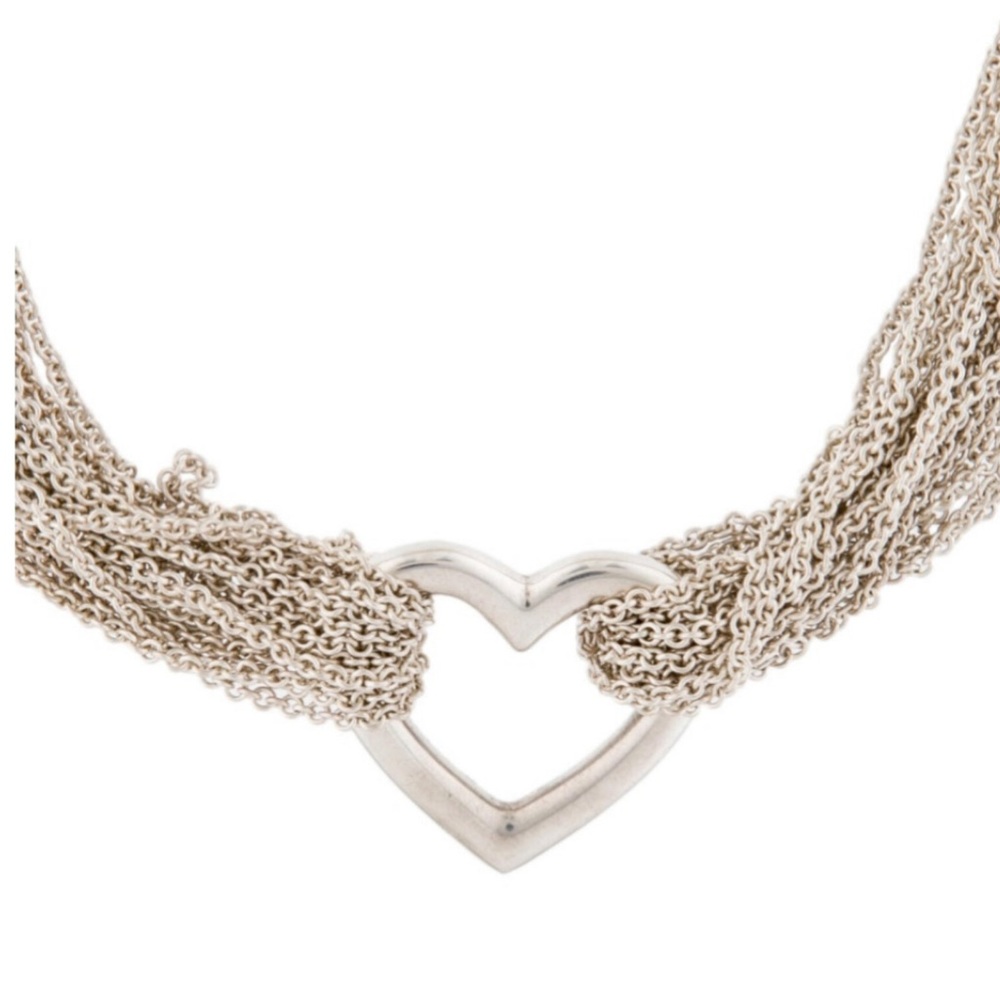 Tiffany Multi Strand Heart Mesh Somerset Silver Necklace - Picture 4 of 6